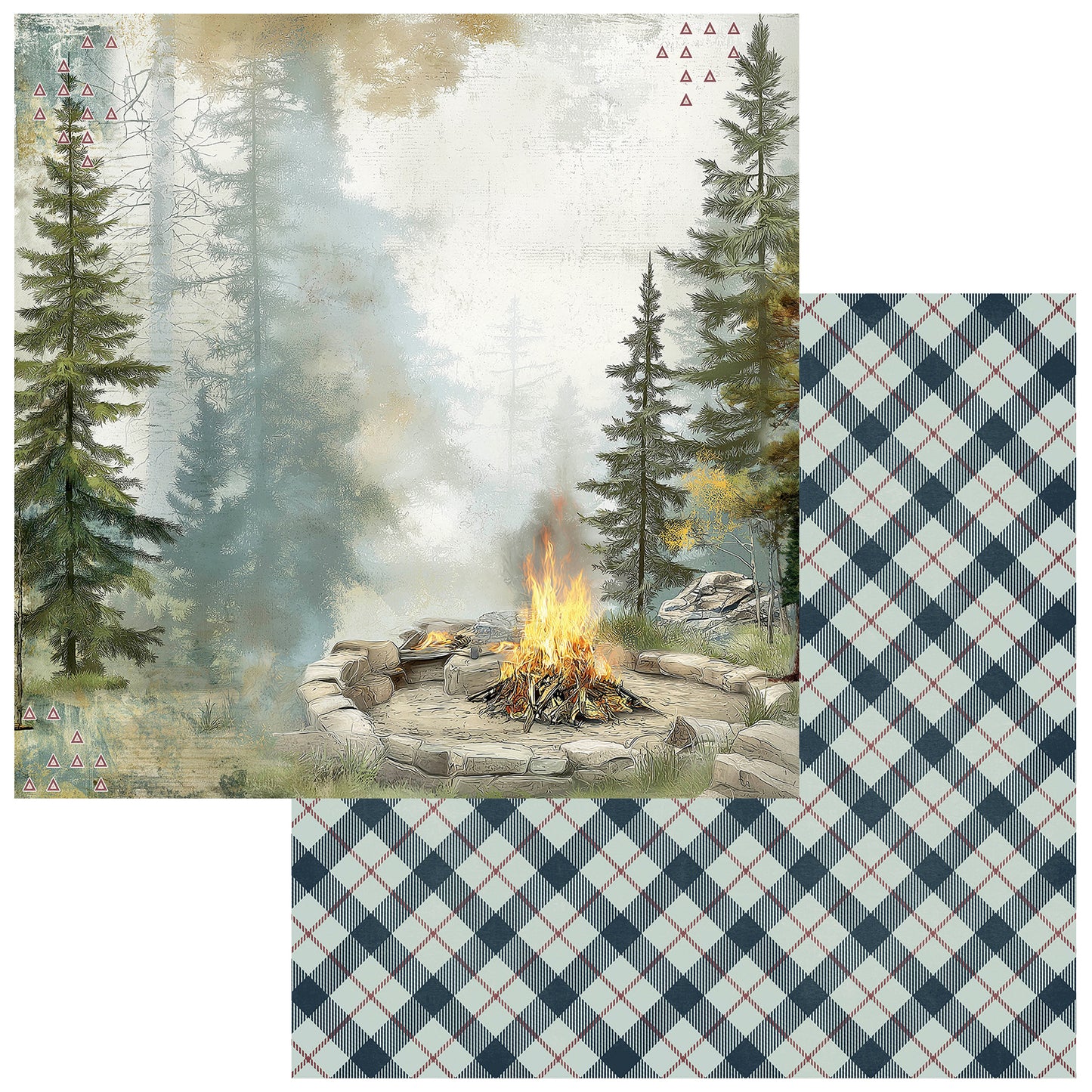 49 and Market - Campfire Memories Collection - 12 x 12 Double Sided Paper - Campfire