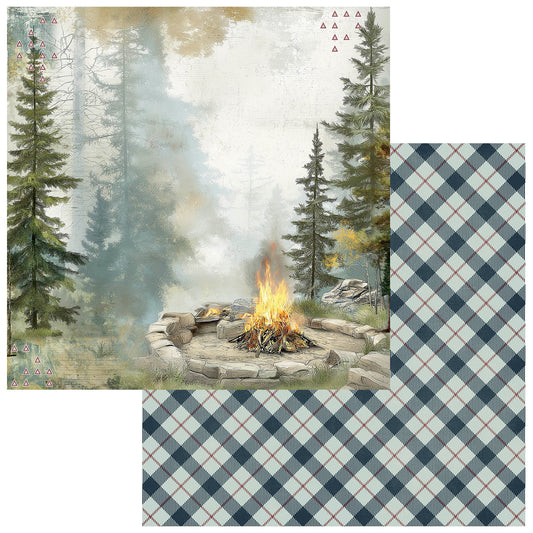 49 and Market - Campfire Memories Collection - 12 x 12 Double Sided Paper - Campfire