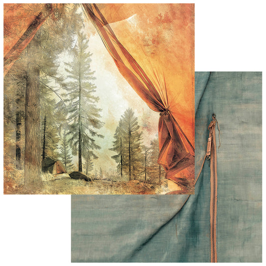 49 and Market - Campfire Memories Collection - 12 x 12 Double Sided Paper - Tent