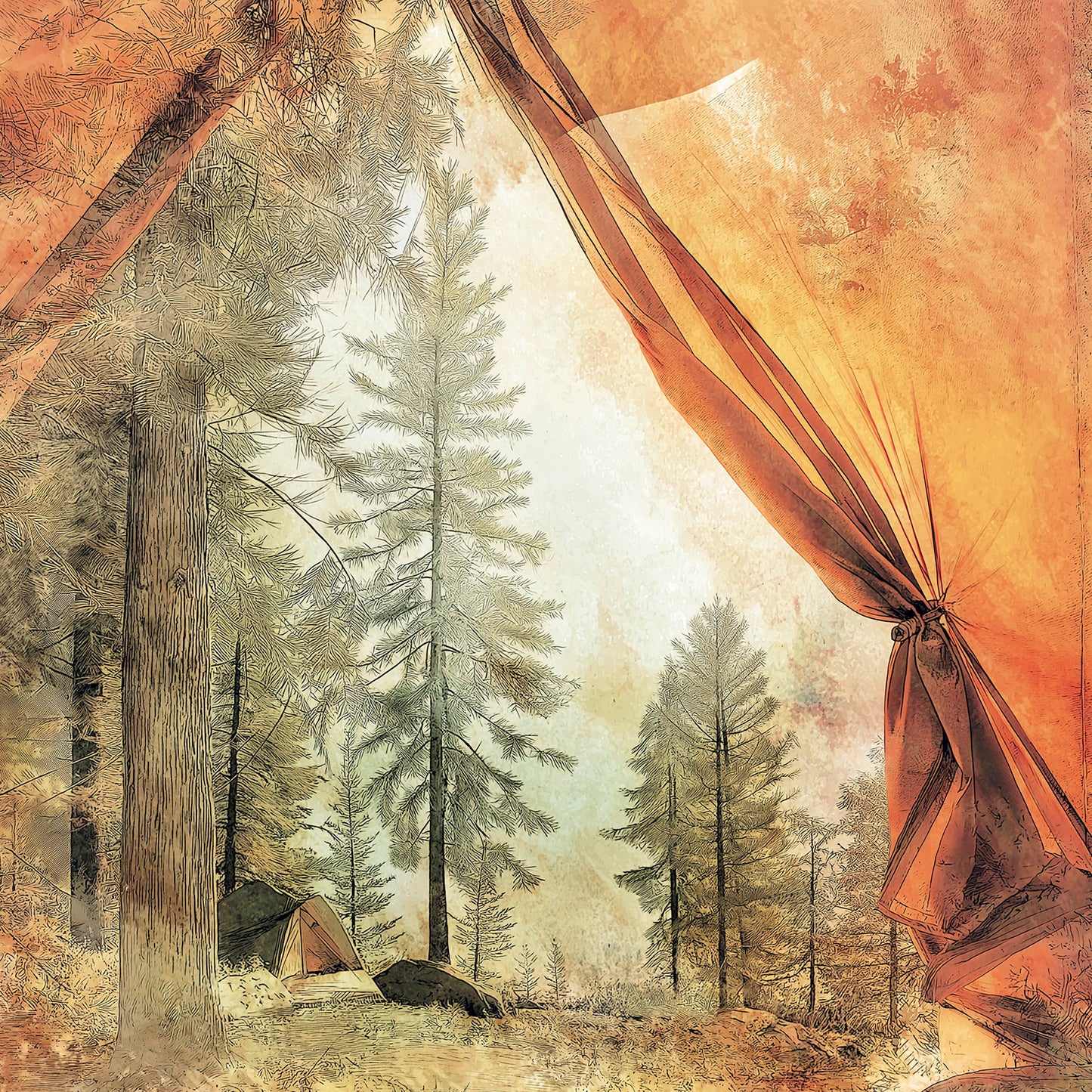 49 and Market - Campfire Memories Collection - 12 x 12 Double Sided Paper - Tent