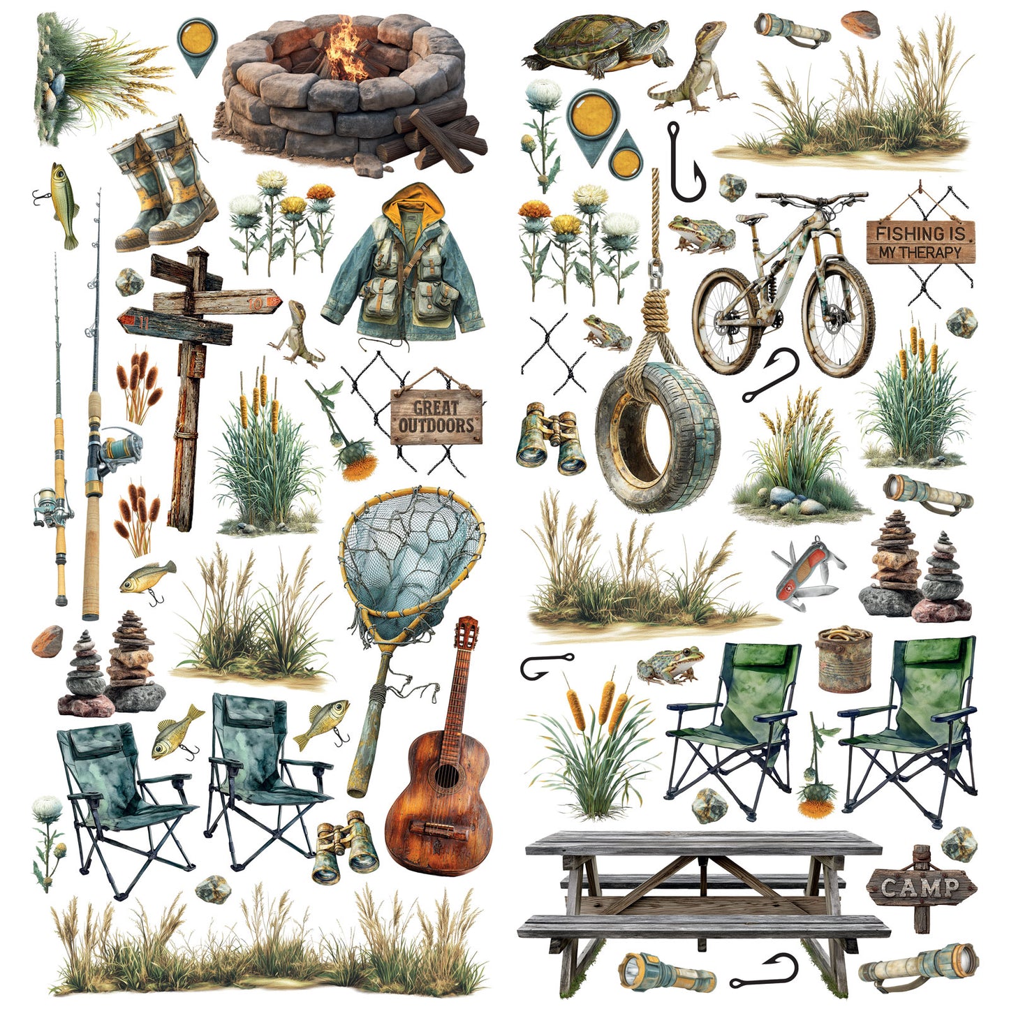 49 and Market - Campfire Memories Collection - Laser Cut Fishing Elements