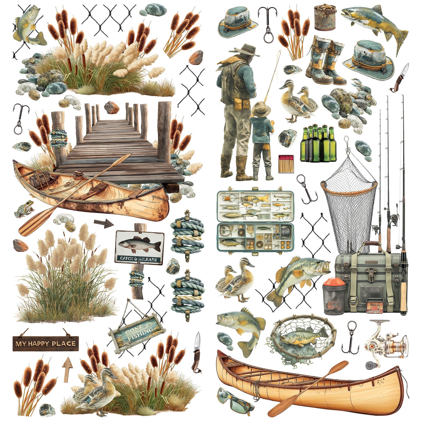 49 and Market - Campfire Memories Collection - Laser Cut Fishing Elements