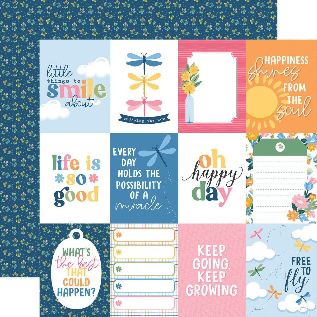 Echo Park - Dragonfly Collection -12 x 12 Double-Sided Paper - 3 x 4 Journaling Cards
