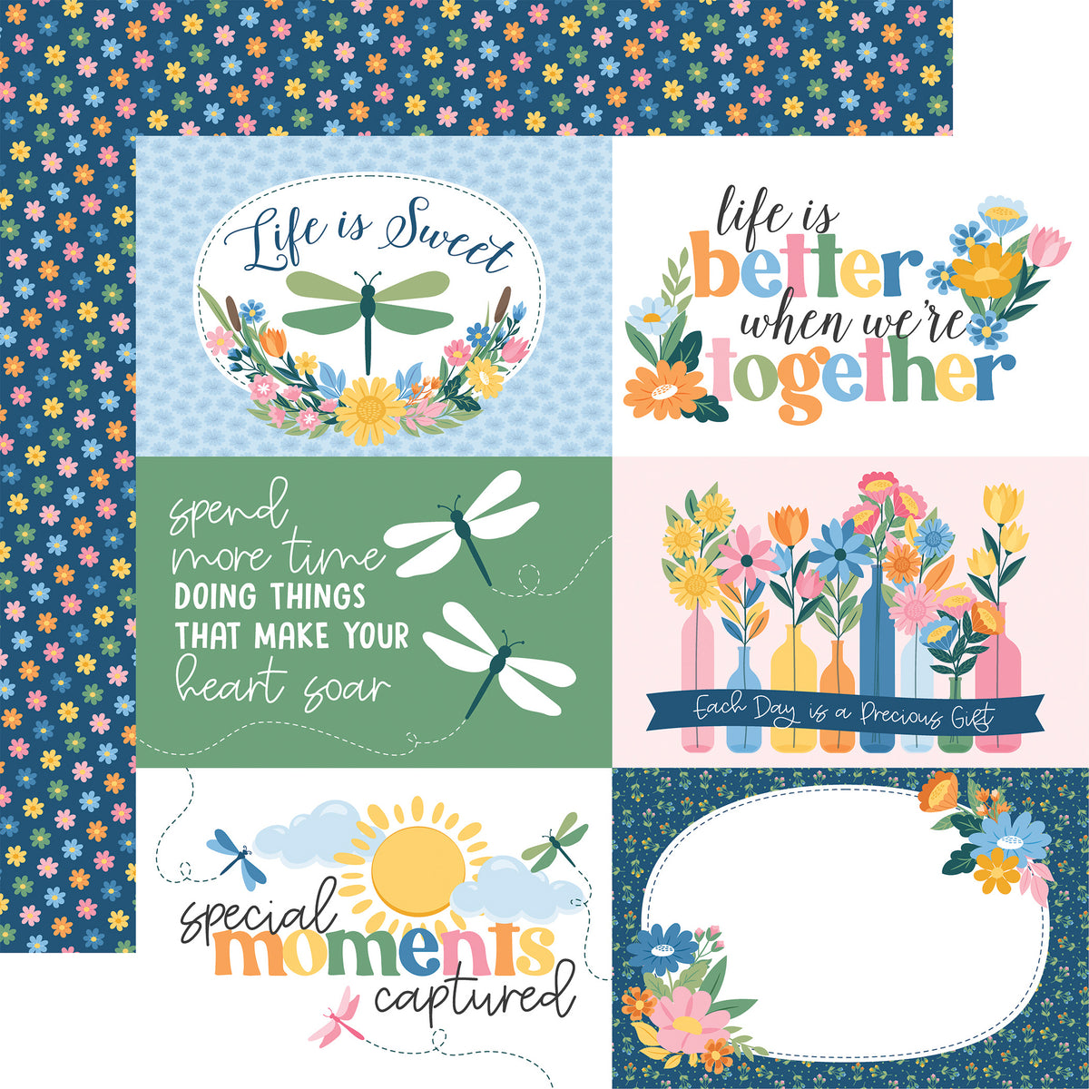 Echo Park - Dragonfly Collection -12 x 12 Double-Sided Paper - 6 x 4 Journaling Cards