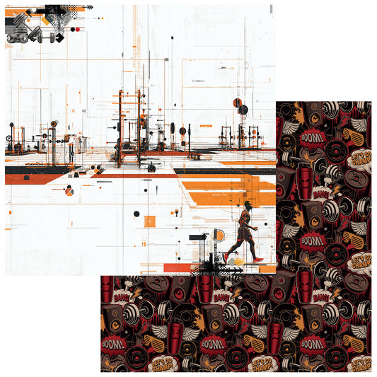 49 and Market - Level Up Collection - 12 x 12 Double Sided Paper - Gym