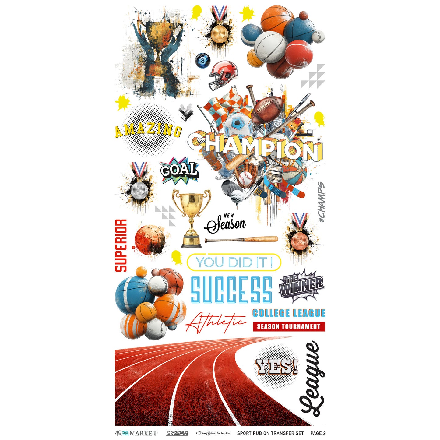 49 and Market - Level Up Collection - Rub-Ons - Sports