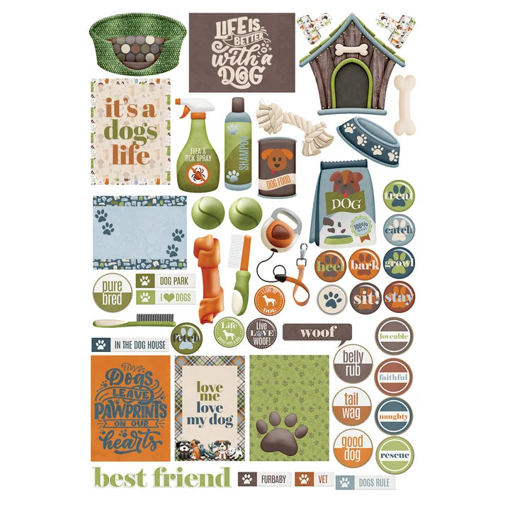 SSC Designs  Dog Lover Collection - 12 x 12 Double Sided Scrapbook Paper Pack And Embellishment Kit
