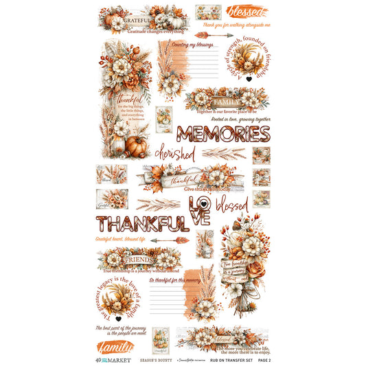 49 And Market - Season's Bounty Collection - 6 x 12 Essential Rub-On Transfer Set