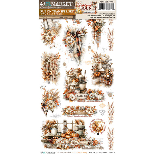 49 And Market - Season's Bounty Collection - 6 x 12 Rub-On set - Nanna's Kitchen