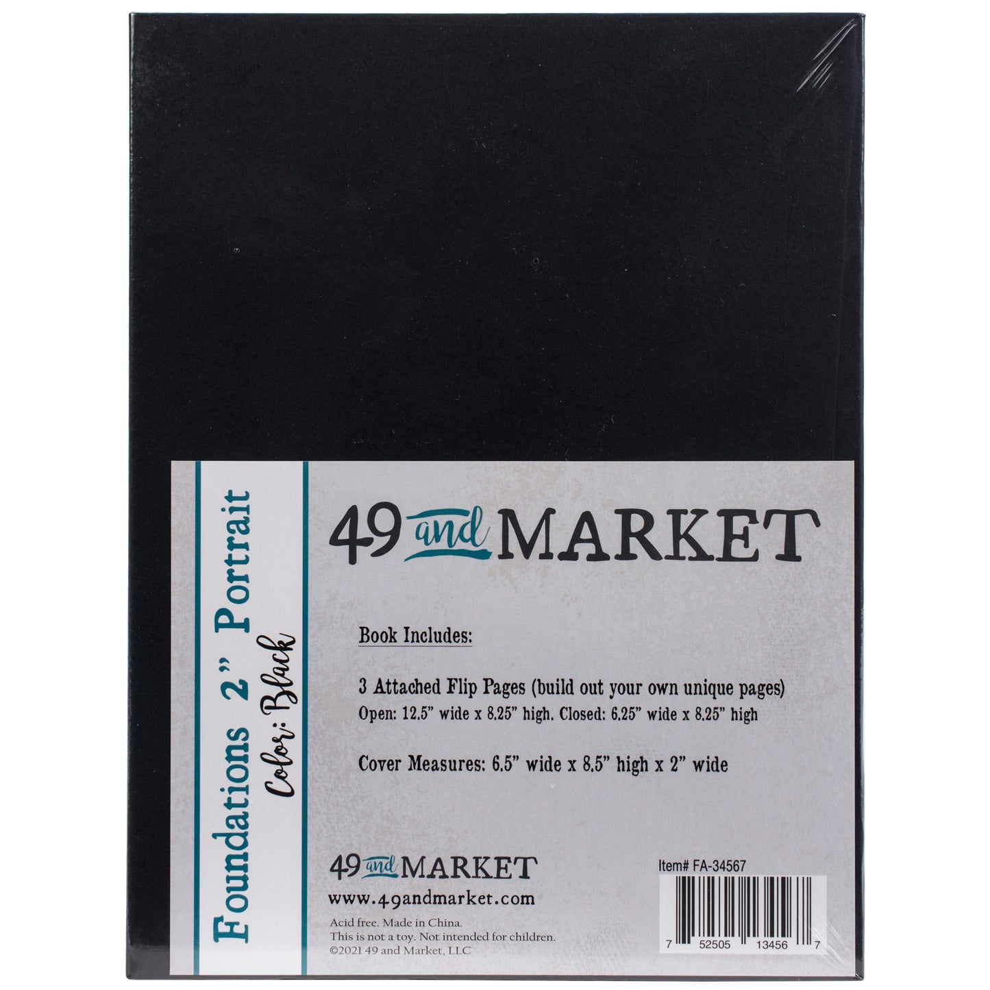 49 and Market Foundations 2" Portrait Album - Black