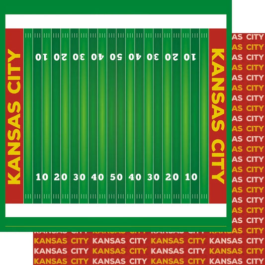 SSC Designs  - Football Season Collection - 12 x 12 Double Sided Scrapbook Paper - Kansas City - On The Field