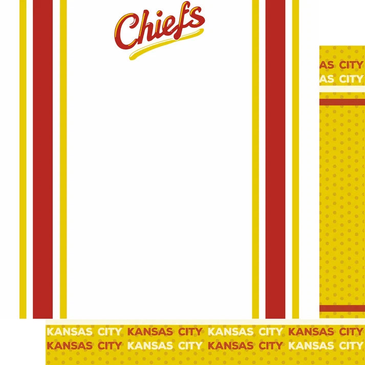 SSC Designs  - Football Season Collection - 12 x 12 Double Sided Scrapbook Paper - Chiefs Football Jersey