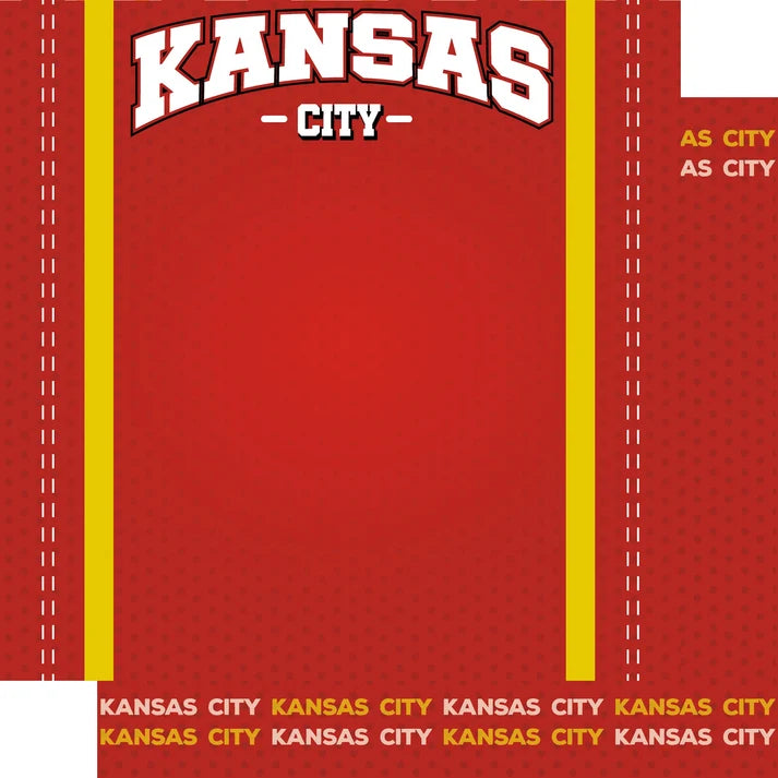 SSC Designs  - Football Season Collection - 12 x 12 Double Sided Scrapbook Paper - Kansas City - City Pride