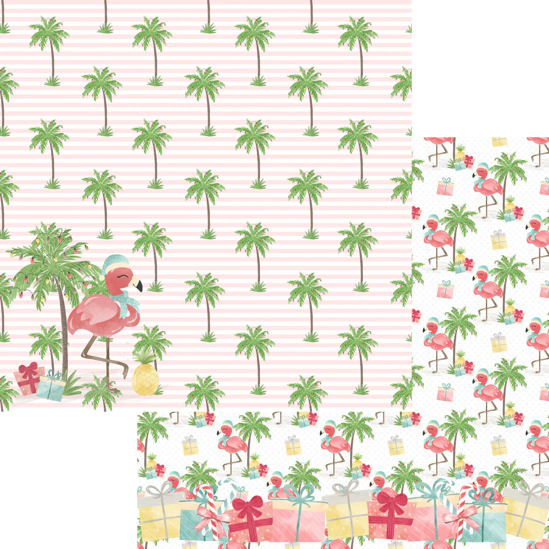 SSC Designs - Flamingo Christmas Collection - Flamingo Fun 12 x 12 Double-Sided Scrapbook Paper
