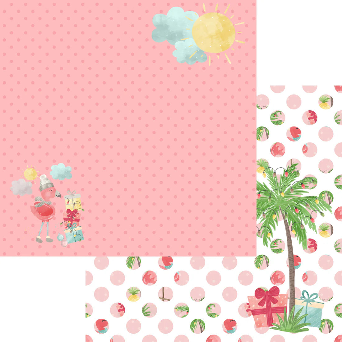 SSC Designs - Flamingo Christmas Collection - Gift Exchange 12 x 12 Double-Sided Scrapbook Paper