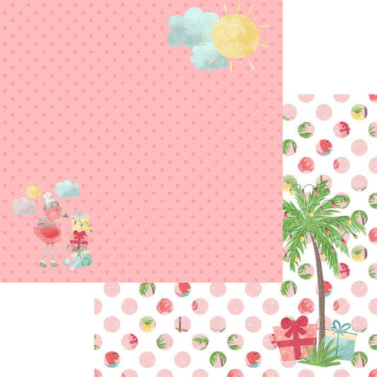 SSC Designs - Flamingo Christmas Collection - Gift Exchange 12 x 12 Double-Sided Scrapbook Paper