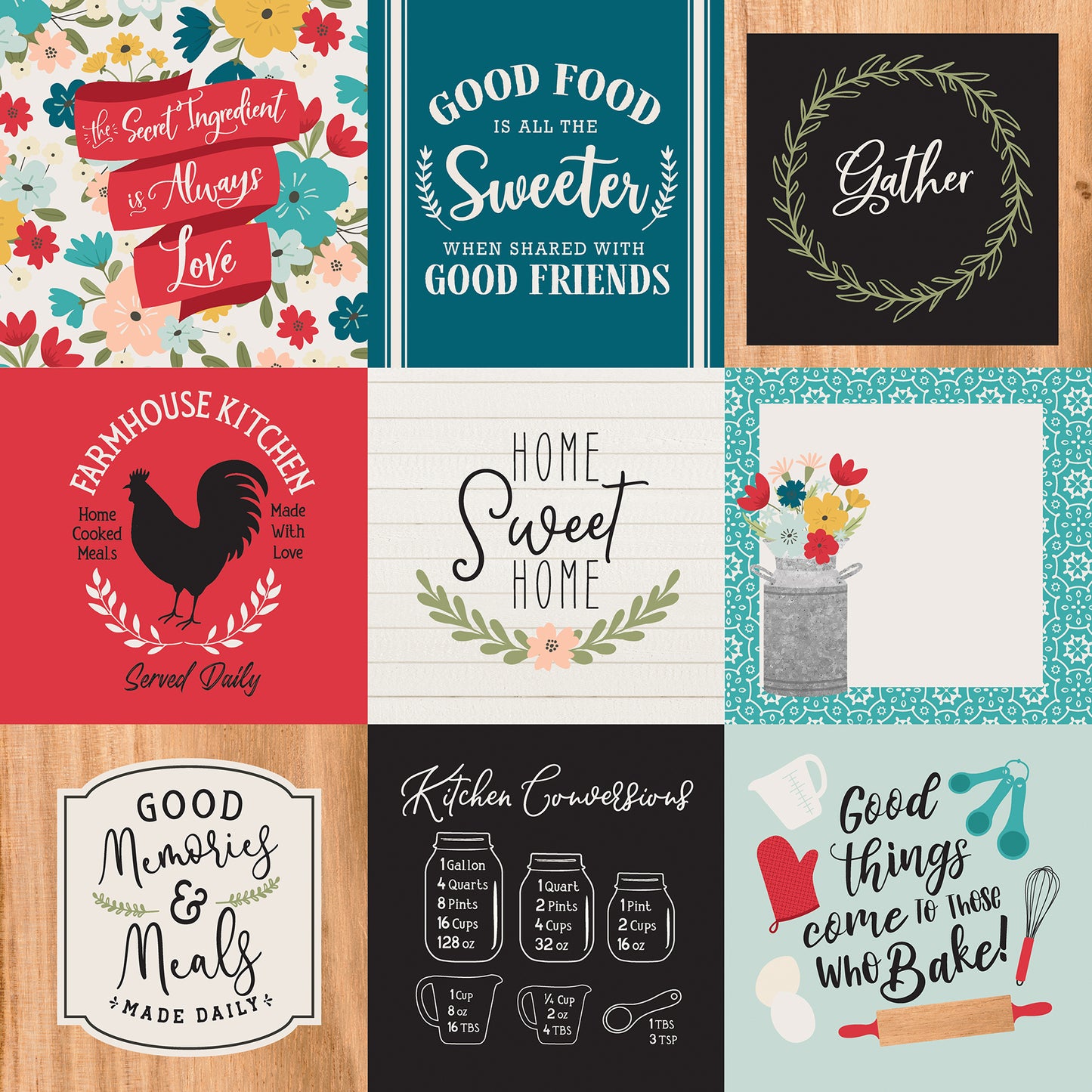 Echo Park - Farmouse Kitchen Collection - 12 x 12 Double Sided Paper - 4x4 Journaling Cards