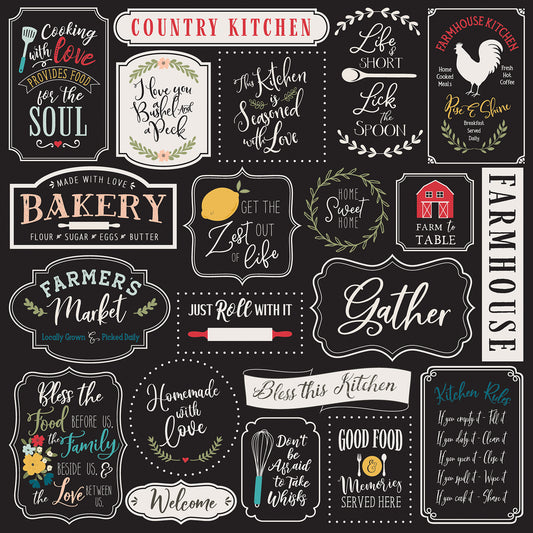 Echo Park - Farmouse Kitchen Collection - 12 x 12 Double Sided Paper - Kitchen Rules