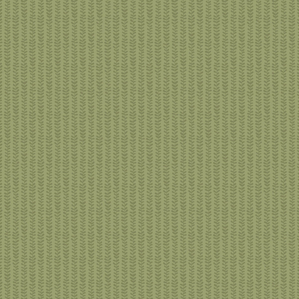A close-up of a pattern in a muted sage green color, featuring a repeating vertical wavy chevron design.