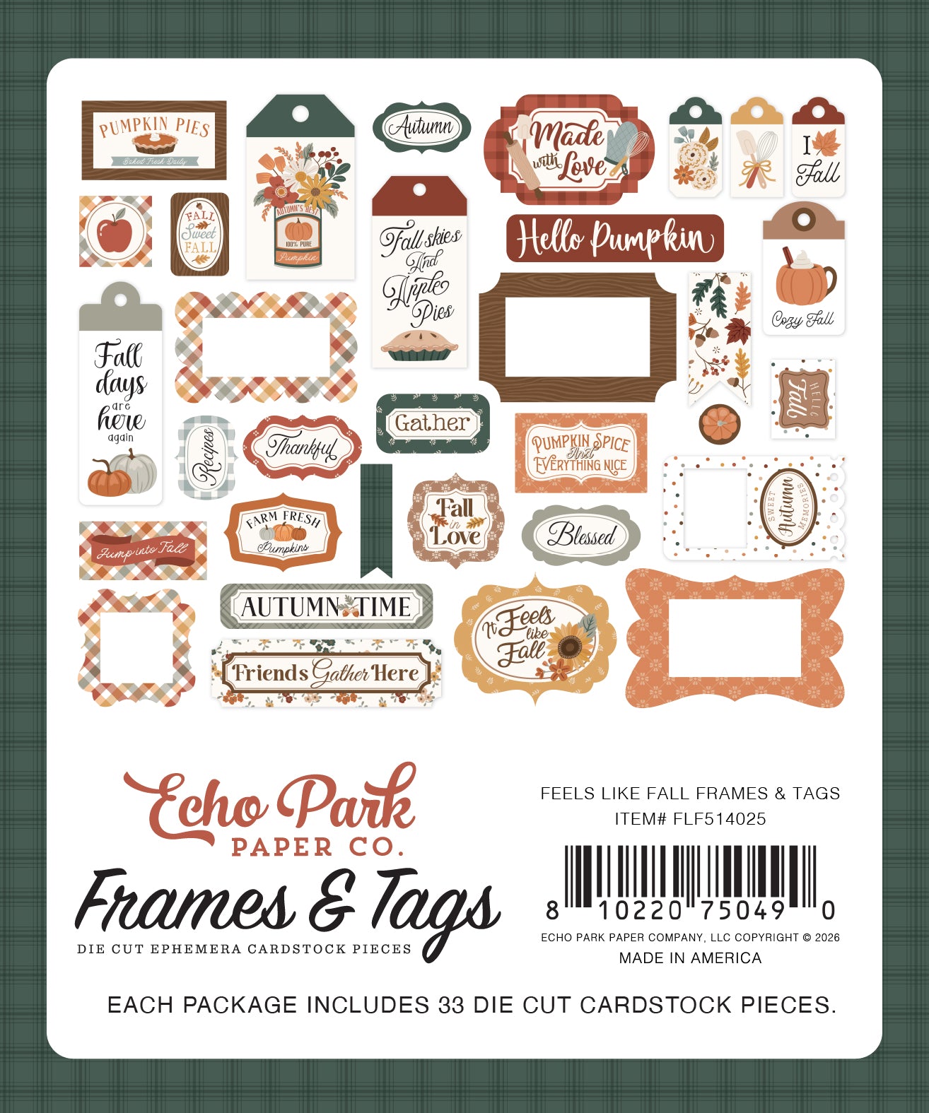 Echo Park - Feels Like Fall Collection - Ephemera - Frames And Tags