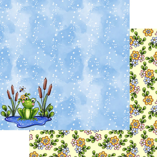 SSC Designs - Phantasia Design's Frogs In The Morass Collection -Pond Frogs 12 x 12 Double-Sided Scrapbook Paper
