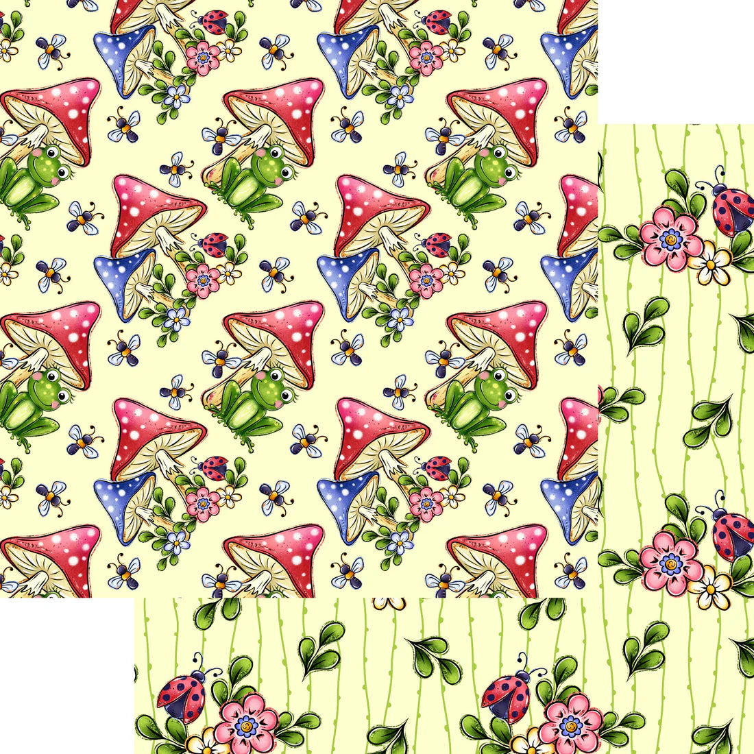 SSC Designs - Phantasia Design's Frogs In The Morass Collection -Frogs & Mushrooms 12 x 12 Double-Sided Scrapbook Paper
