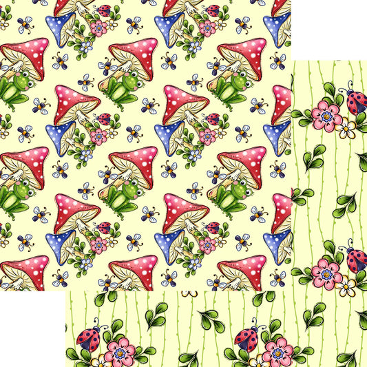SSC Designs - Phantasia Design's Frogs In The Morass Collection -Frogs & Mushrooms 12 x 12 Double-Sided Scrapbook Paper