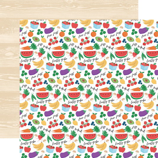 Echo Park - Freshly Picked Collection - 12 x 12 Double Sided Paper - Farm Fresh Produce