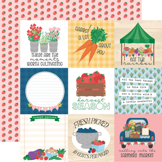 Echo Park - Freshly Picked Collection - 12 x 12 Double Sided Paper - 4 x 4 Journaling Cards
