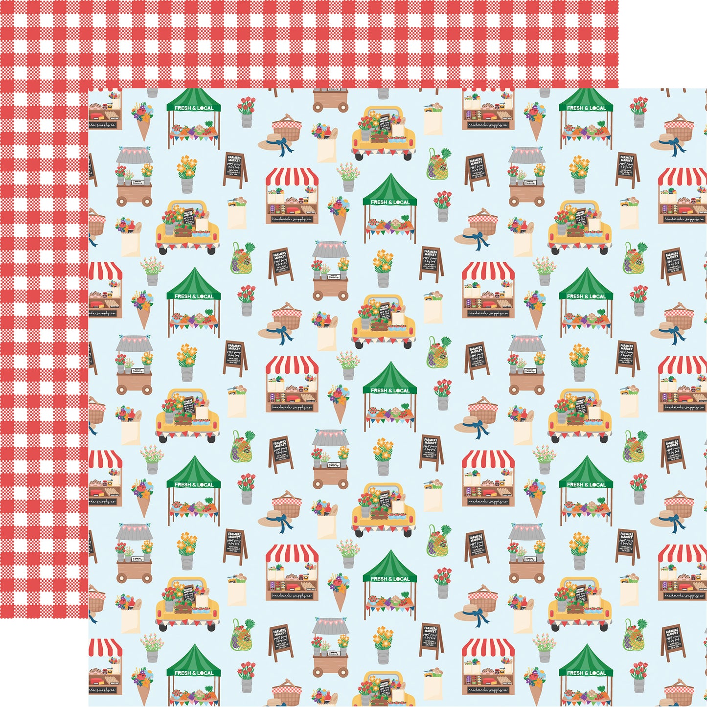 Echo Park - Freshly Picked Collection - 12 x 12 Double Sided Paper - Farmer's Market