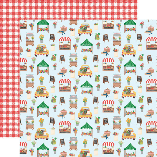 Echo Park - Freshly Picked Collection - 12 x 12 Double Sided Paper - Farmer's Market