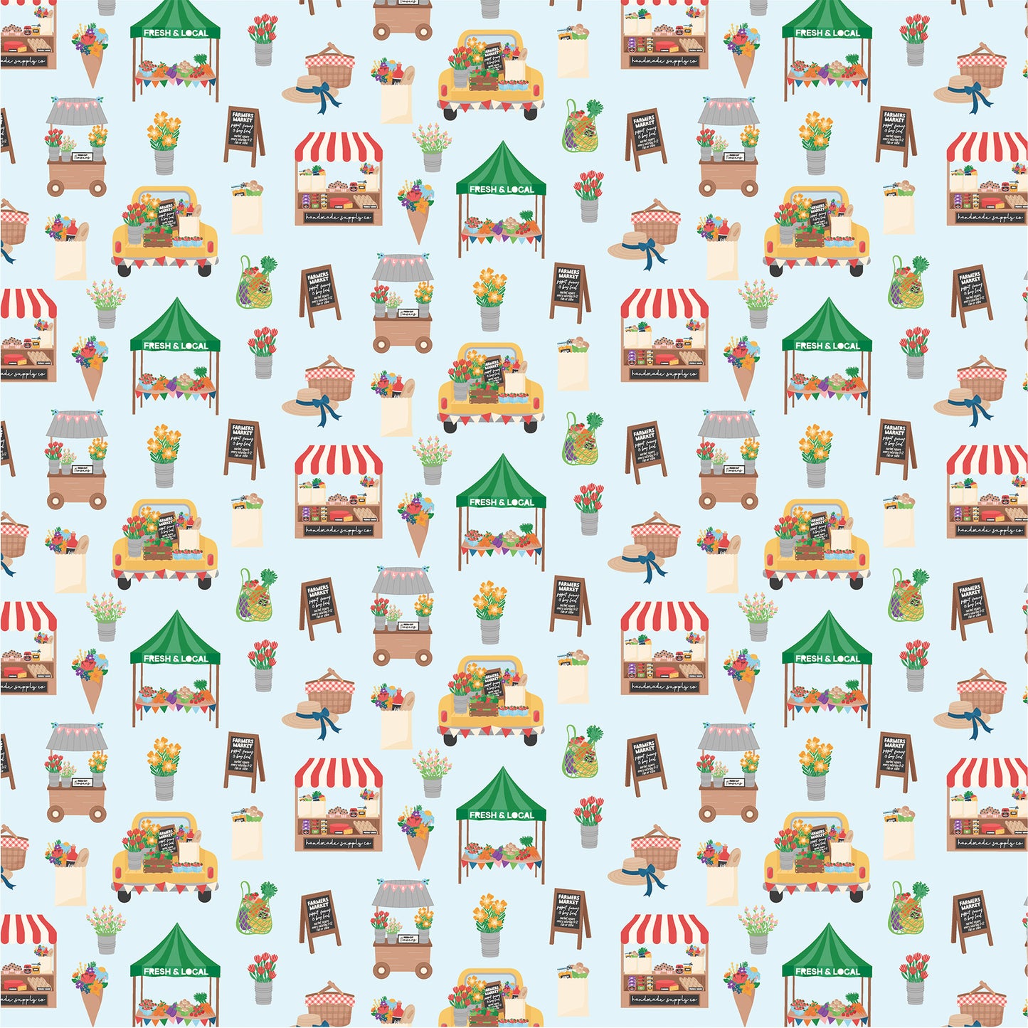 Echo Park - Freshly Picked Collection - 12 x 12 Double Sided Paper - Farmer's Market