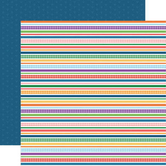 Echo Park - Freshly Picked Collection - 12 x 12 Double Sided Paper -Farmer's Stripes