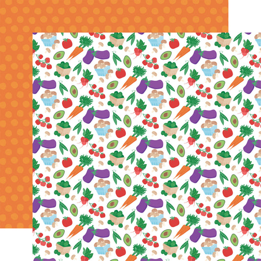 Echo Park - Freshly Picked Collection - 12 x 12 Double Sided Paper - Garden Veggies