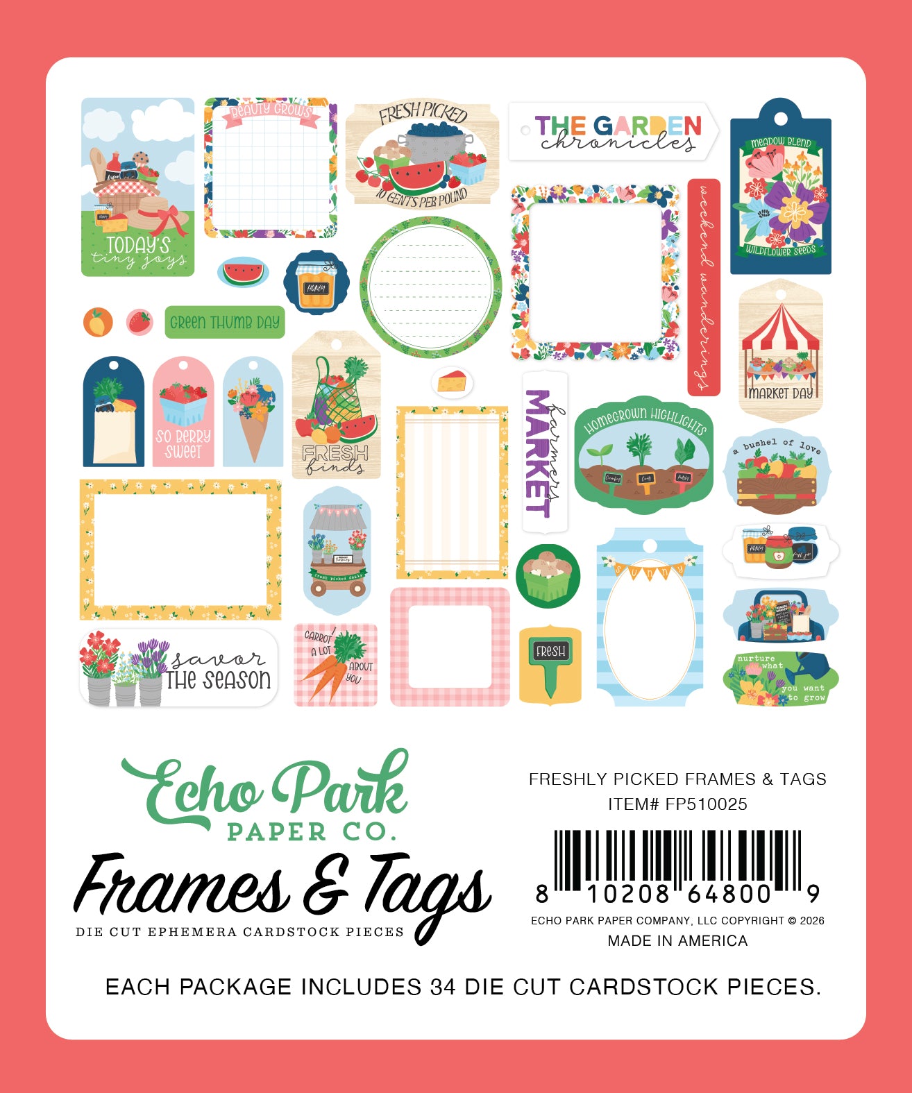 Echo Park - Freshly Picked Collection - Ephemera - Frames And Tags