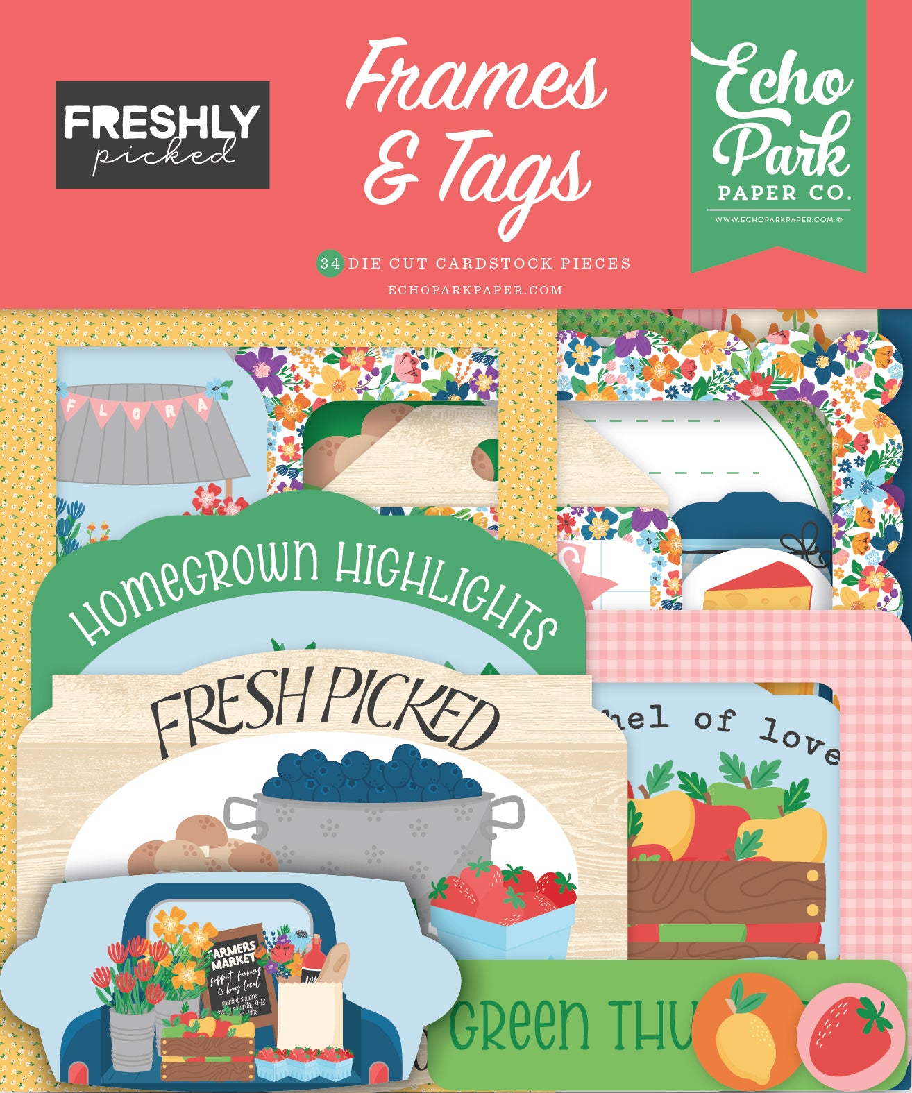 Echo Park - Freshly Picked Collection - Ephemera - Frames And Tags