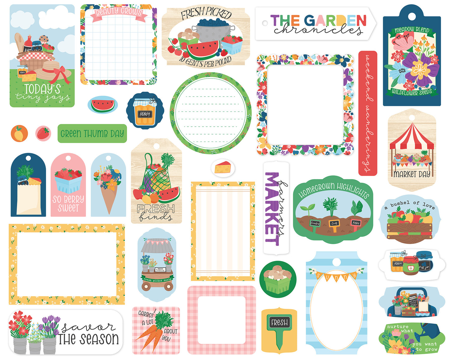 Echo Park - Freshly Picked Collection - Ephemera - Frames And Tags