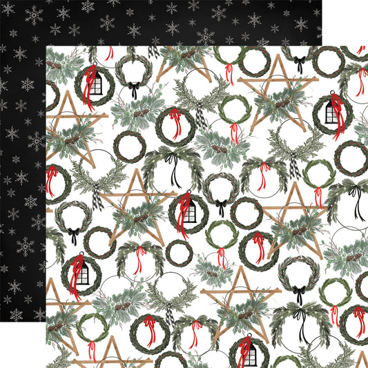 Carta Bella - Farmhouse Christmas: Noel Wreaths 12x12 Patterned Paper