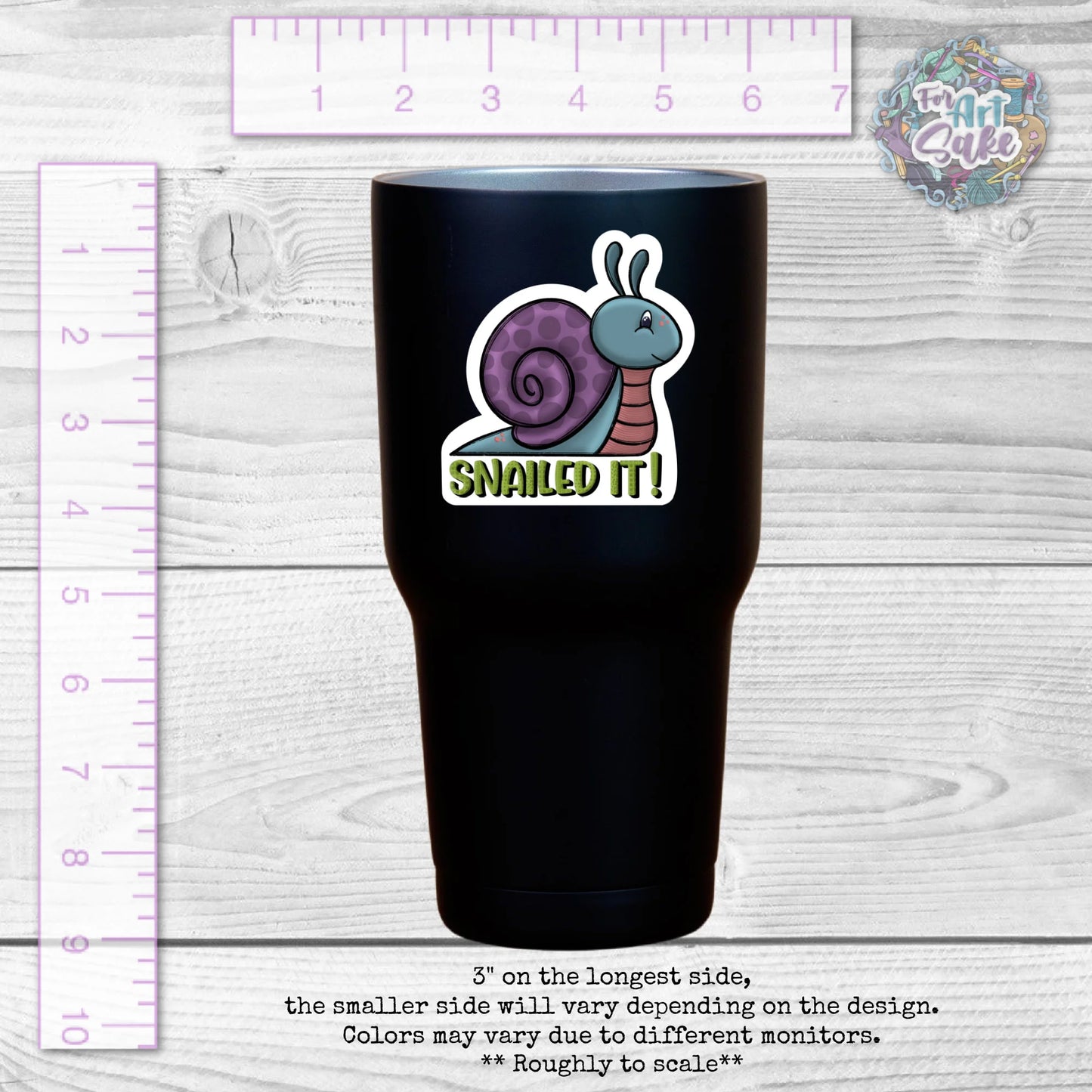 For Art Sake Stickers -  3" Sticker - Snailed It!
