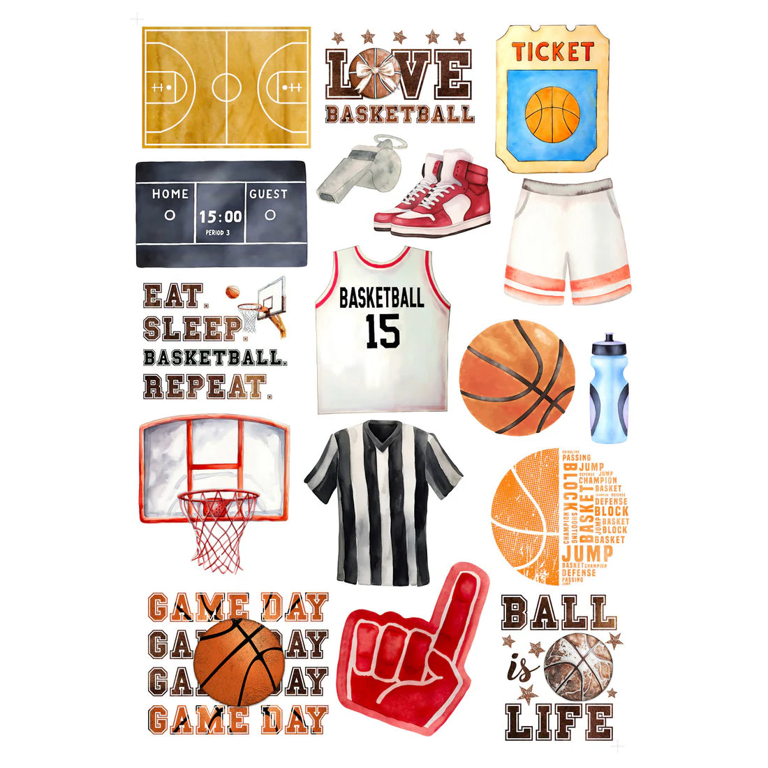 SSC - Go Big Sports Collection - Basketball Laser Cut Scrapbook Ephemera Embellishments