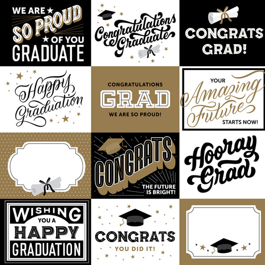 Echo Park - Graduation Collection - 12 x 12 Double Sided Paper - 4 X 3 Journaling Cards