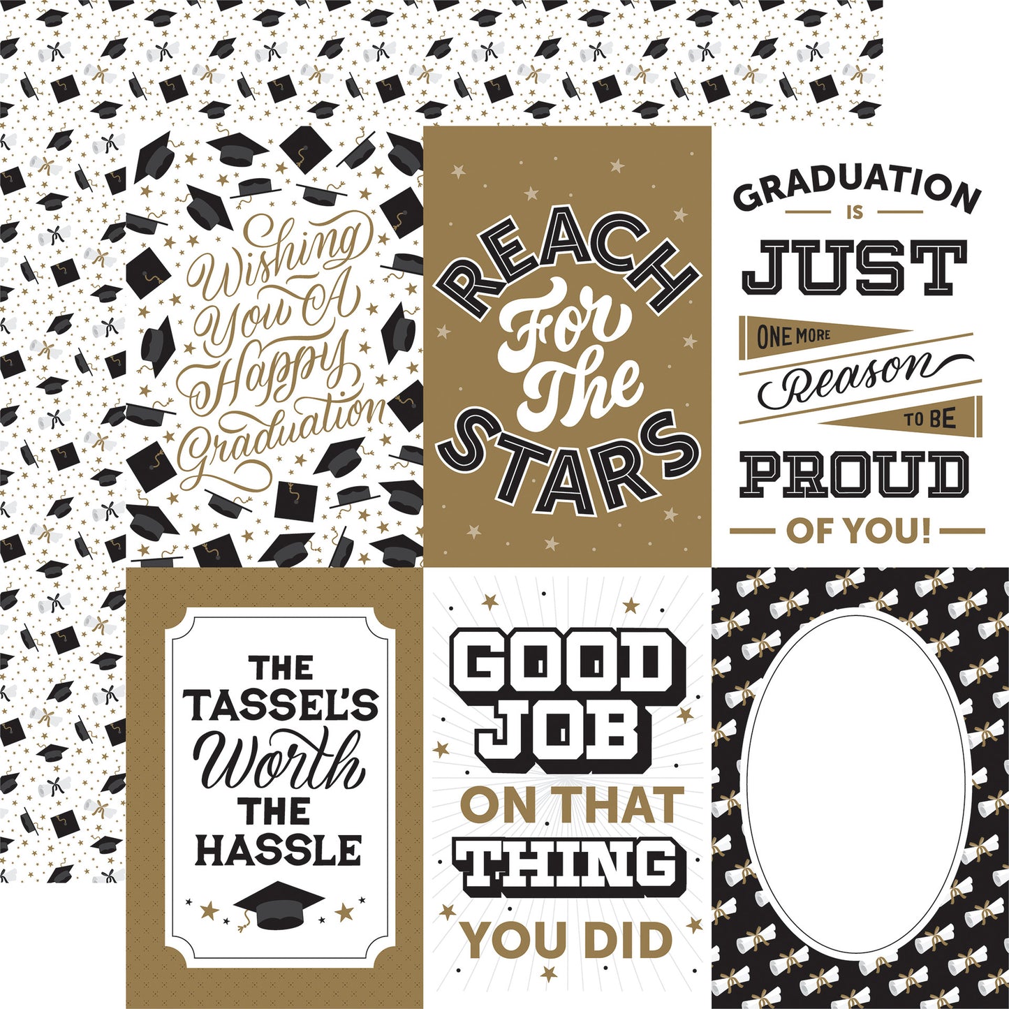 Echo Park - Graduation Collection - 12 x 12 Double Sided Paper - 4 x 6 Journaling Cards