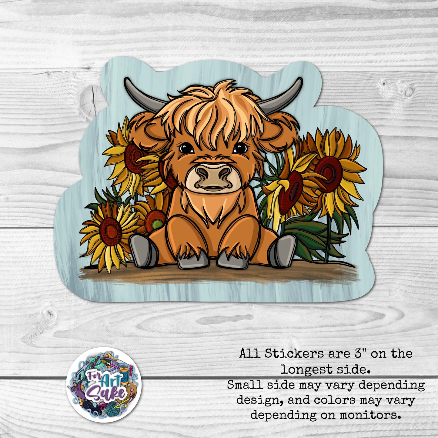 For Art Sake Stickers -  3" Sticker -Highland Sunflowers