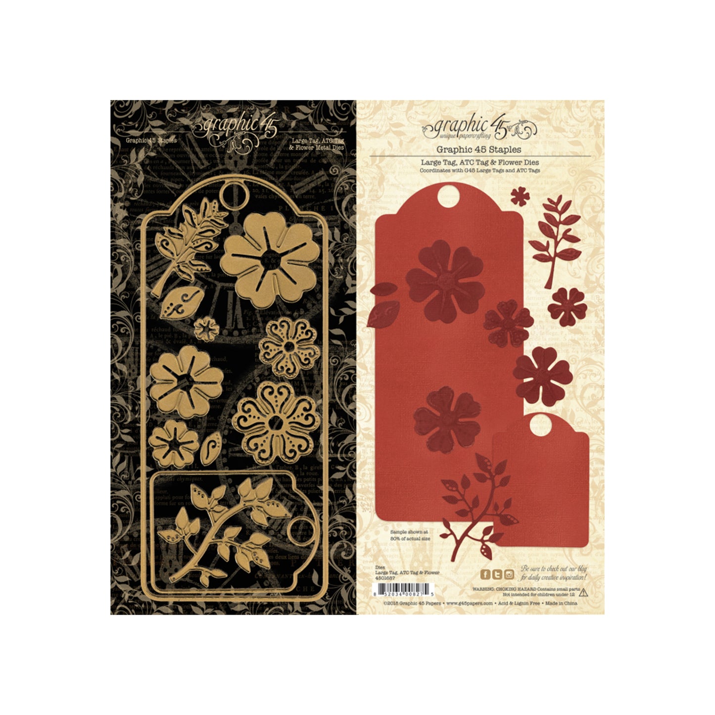 Graphic 45 - Large Tag, ATC Tag, and Flower Dies