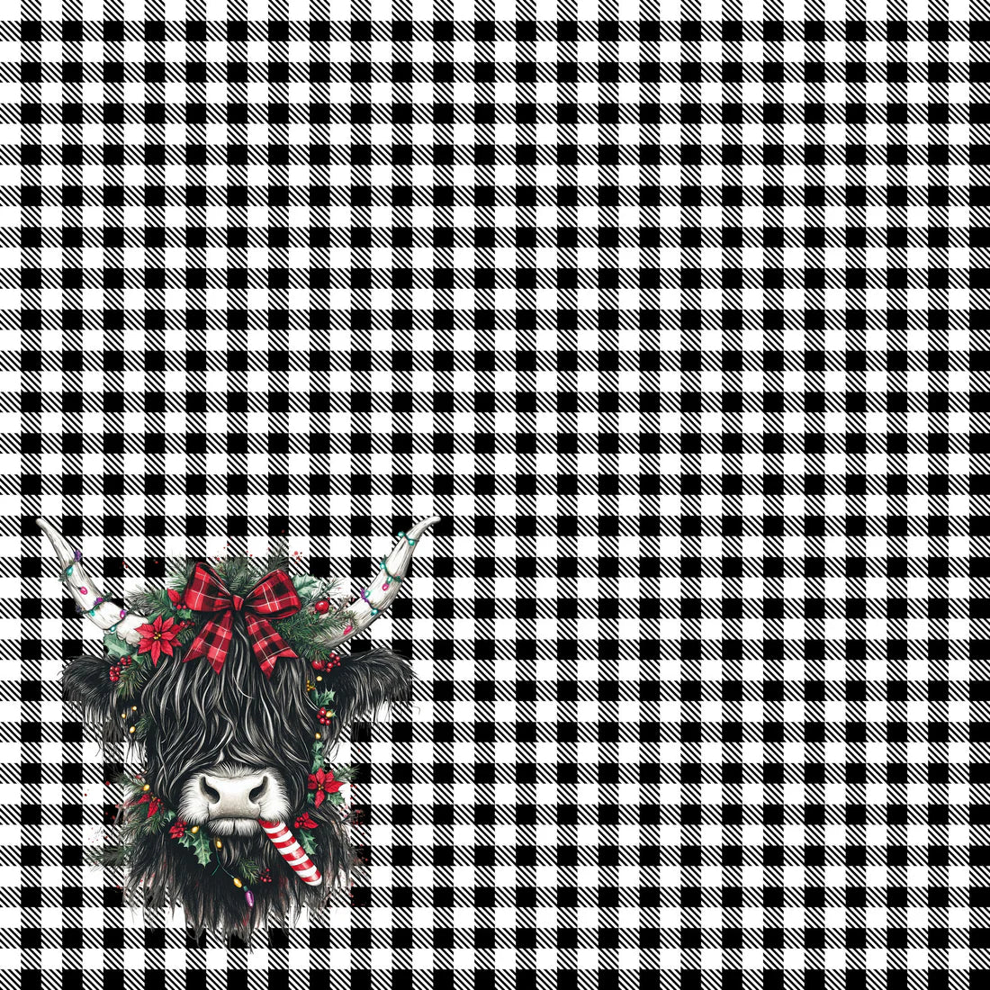 SSC Designs - Highland Cow Christmas Collection - 12 x 12 Double-Sided Scrapbook Paper -  Highland Cow Plaid