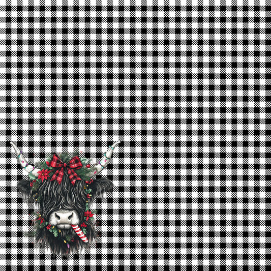 SSC Designs - Highland Cow Christmas Collection - 12 x 12 Double-Sided Scrapbook Paper -  Highland Cow Plaid