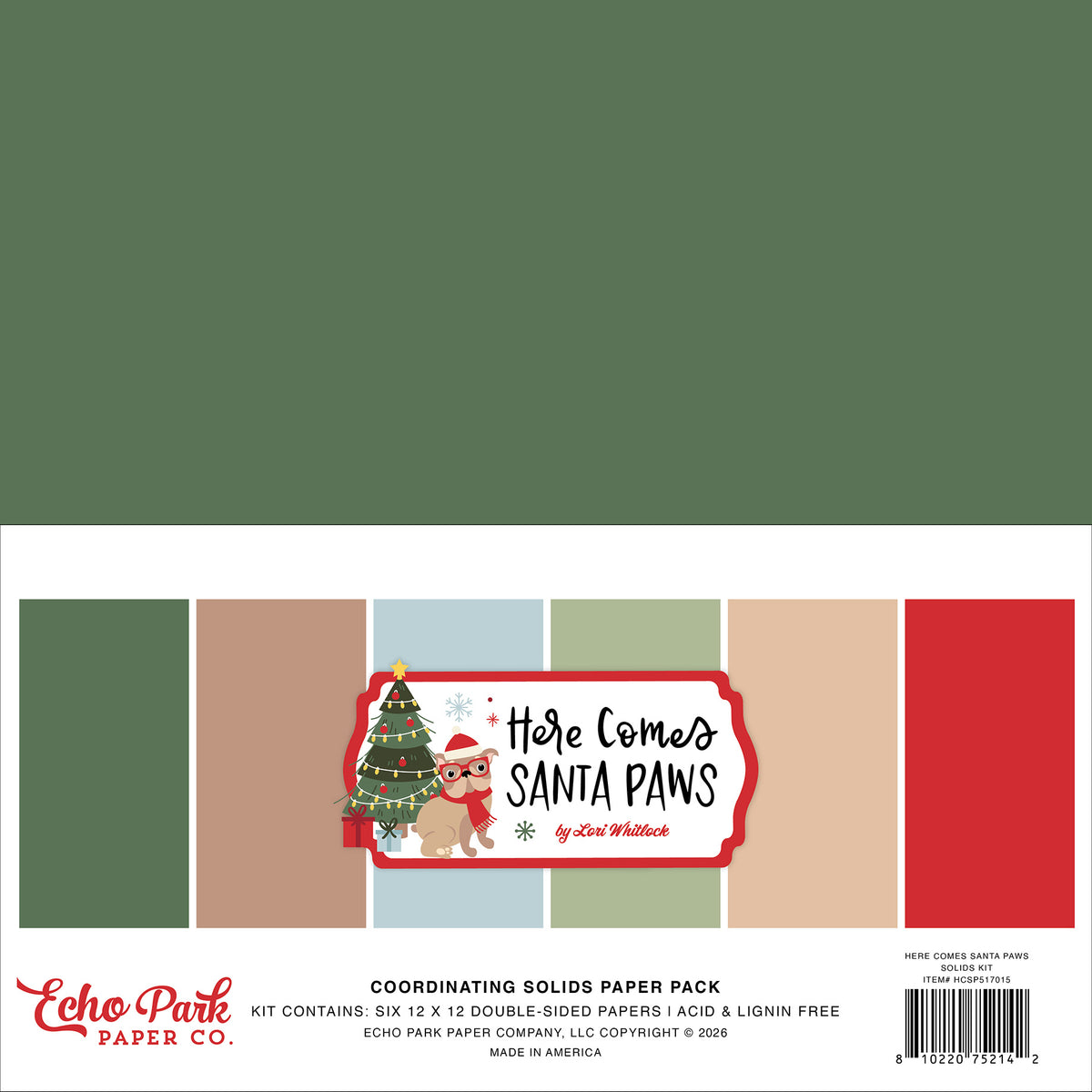 Echo Park - Here Comes Santa Paws Collection - 12 x 12 Solids Kit