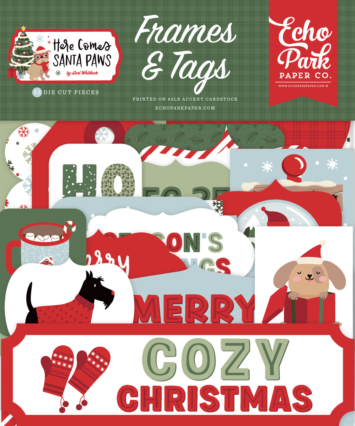 Echo Park - Here Comes Santa Paws Collection - Ephemera - Frames And Tags