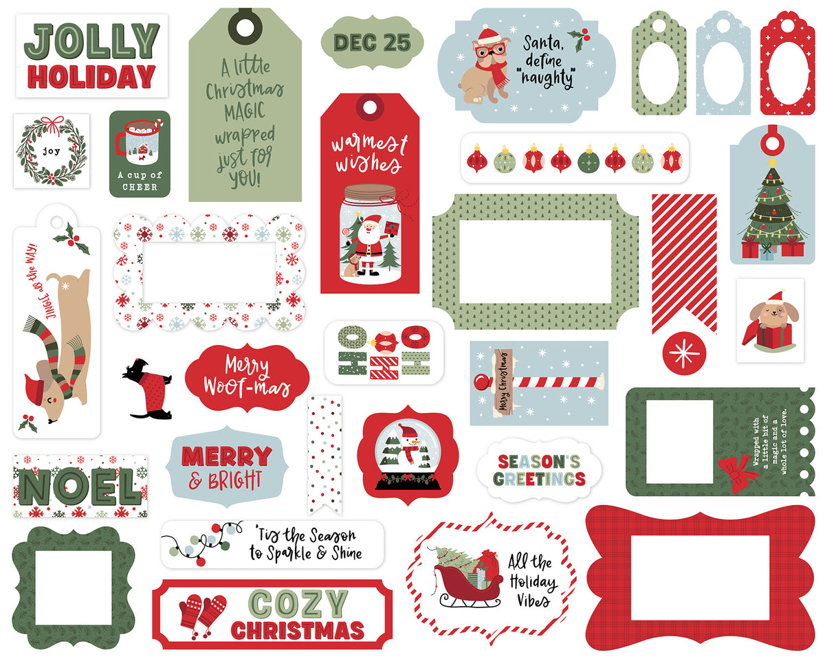 Echo Park - Here Comes Santa Paws Collection - Ephemera - Frames And Tags