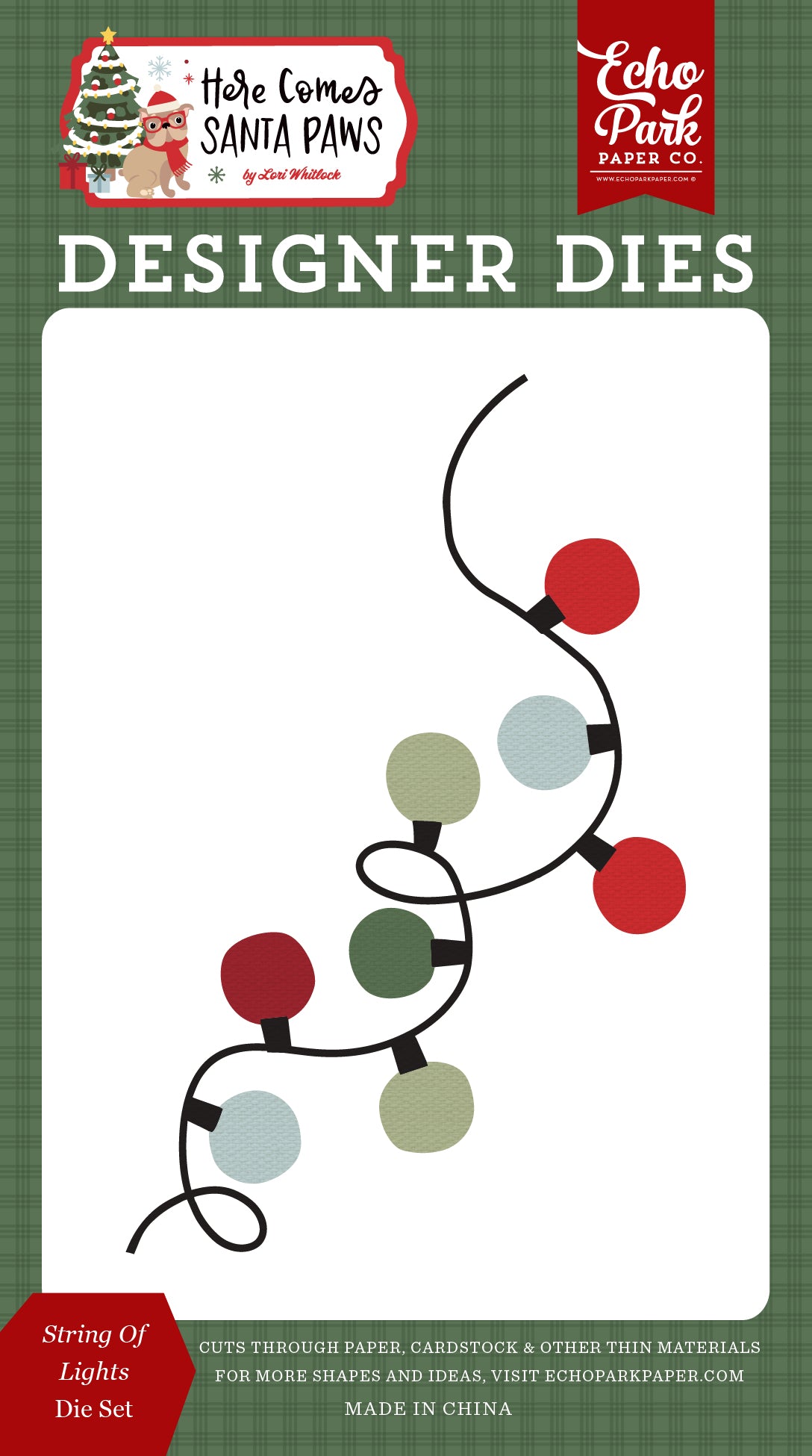 Echo Park - Here Comes Santa Paws: String Of Lights Small Die Set